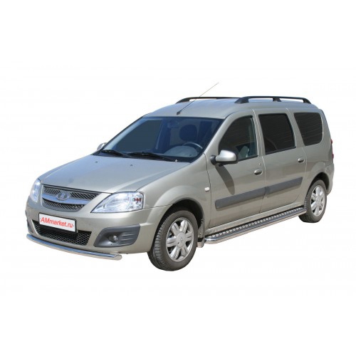 Защита порогов с алюм. площадкой d63.5 нерж.